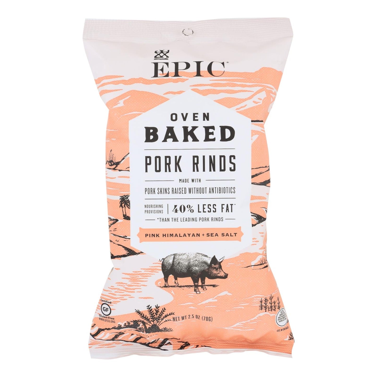 Epic Oven-Baked Sea Salt and Vinegar Pork Rinds (Pack of 12 - 2.5 Oz.)