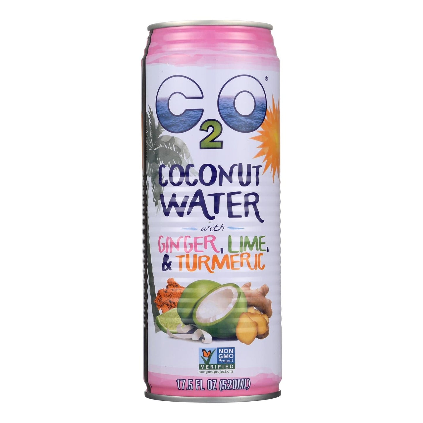 C2O Pure Coconut Water with Ginger, Lime & Turmeric, 17.5 fl. oz. (Case of 12)