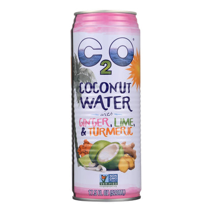 C2O Pure Coconut Water with Ginger, Lime & Turmeric, 17.5 fl. oz. (Case of 12)