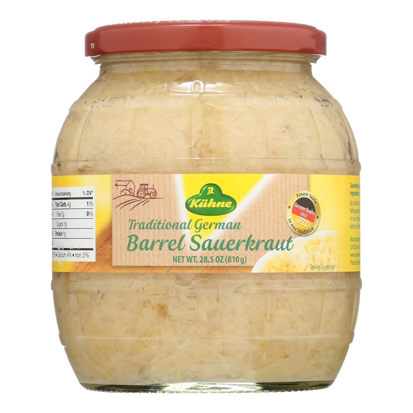 Kuhne Barrel Sauerkraut | Pack of 6 | 28.5 Oz.
