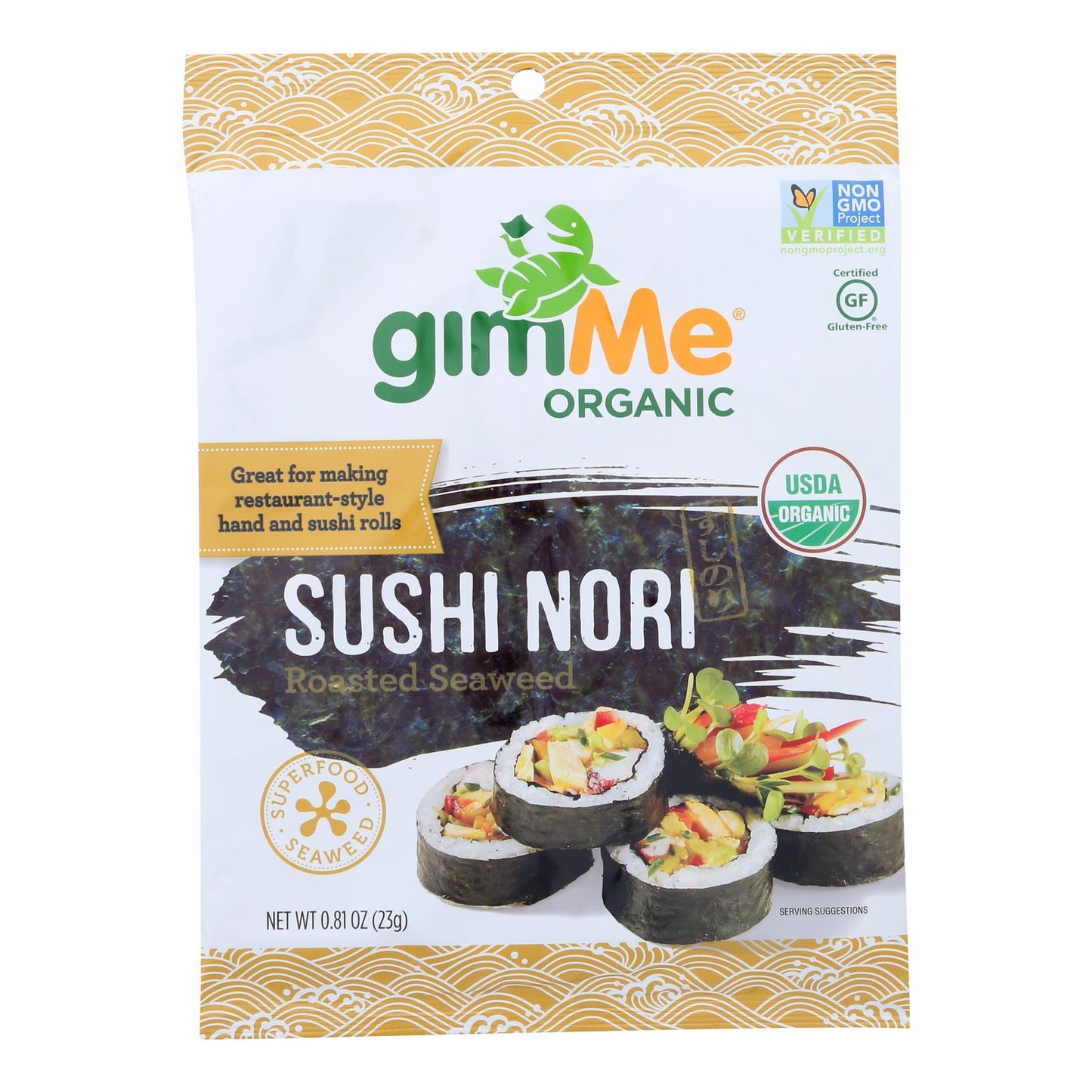 Gimmie Organic Roasted Seaweed Sushi Nori Wraps - Pack of 12