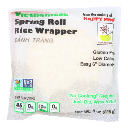 Star Anise Foods Vietnamese Rice Paper Spring Roll Wrappers, Case of 12, 8 oz