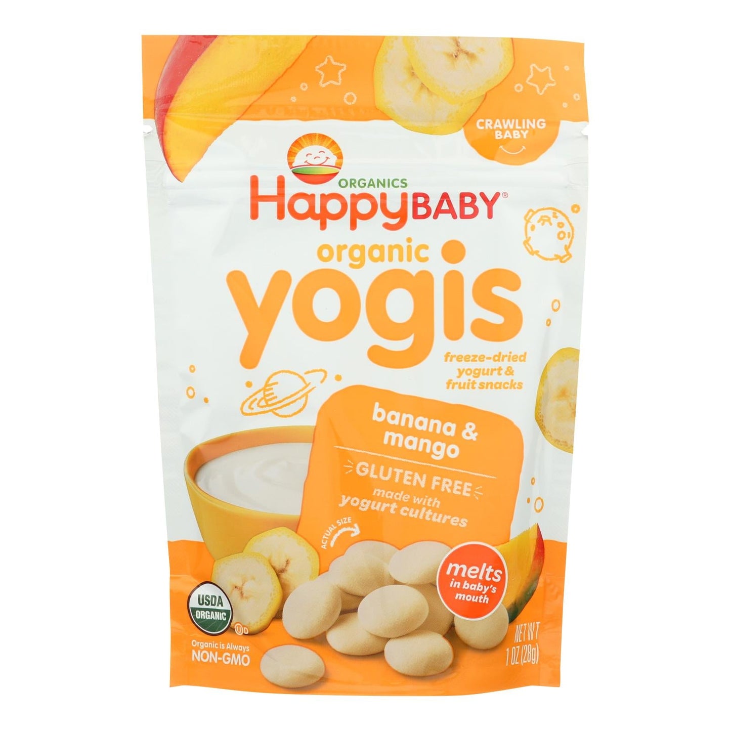 Happy Baby HappyMelts Organic Yogurt Snacks for Babies - Banana Mango (8 Pack, 1 Oz Each)