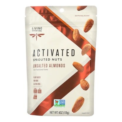 Living Intentions Activated Sprouted Unsalted Almonds (Pack of 6 - 6 Oz.)