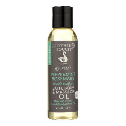 Soothing Touch Ayurveda Peppermint & Rosemary Muscle Comfort Bath Body & Massage Oil (4 Oz.)