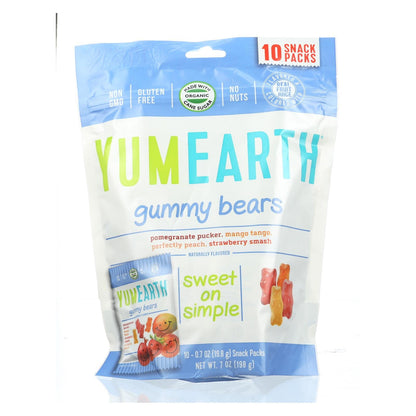 YumEarth Organics Gummy Bears - Organic Plant-Based Snack Pack (Pack of 12) .7 Oz