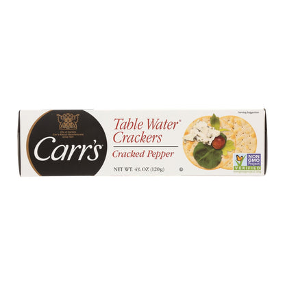 Carr's Table Water Crackers: Bite-Size with Zesty Cracked Pepper - 4.25 Oz Pack (12 Count)