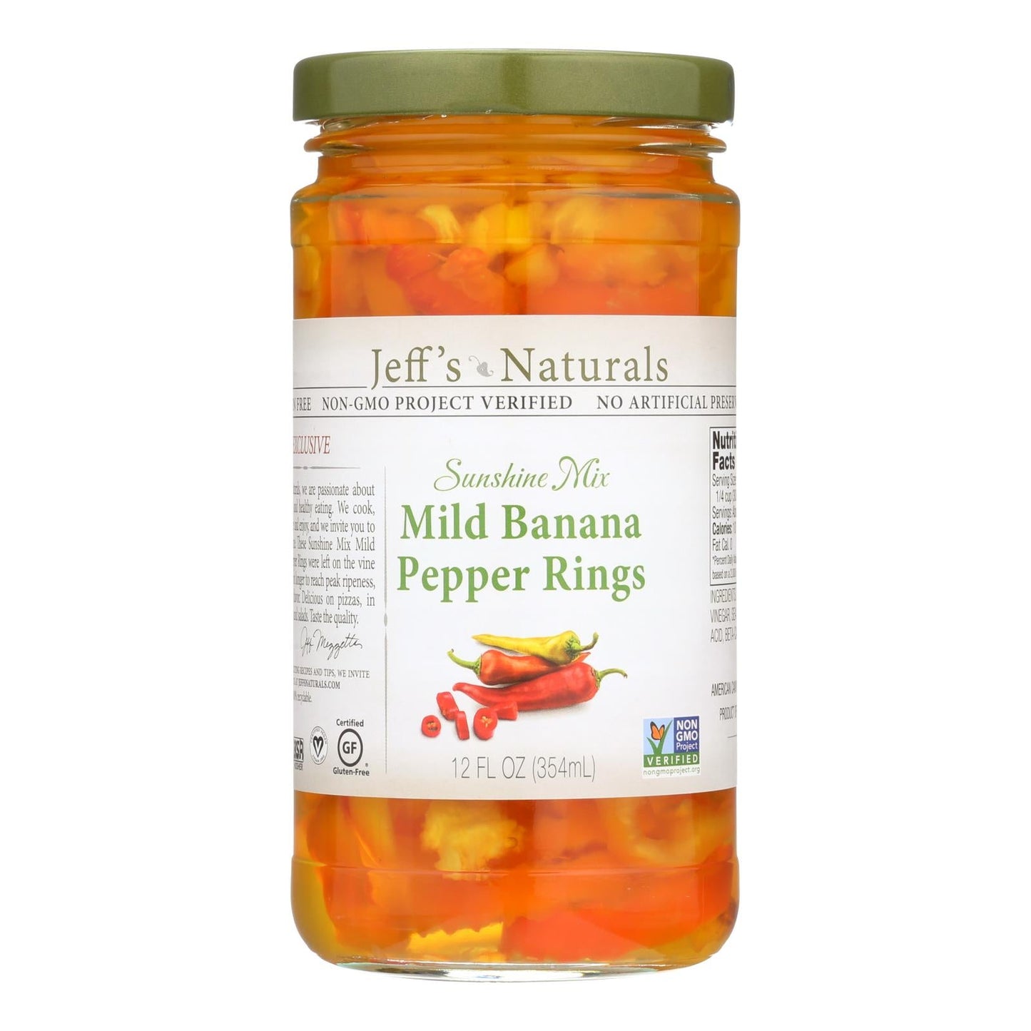 Jeff's Natural Sliced Banana Peppers In Mild Sauce - 6 Pack - 12 Fl Oz Each