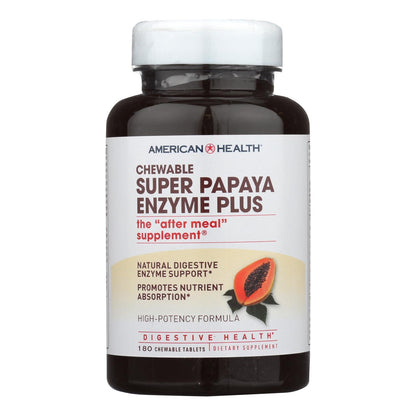 American Health Super Papaya Enzyme Plus Chewable - 180 Tablets