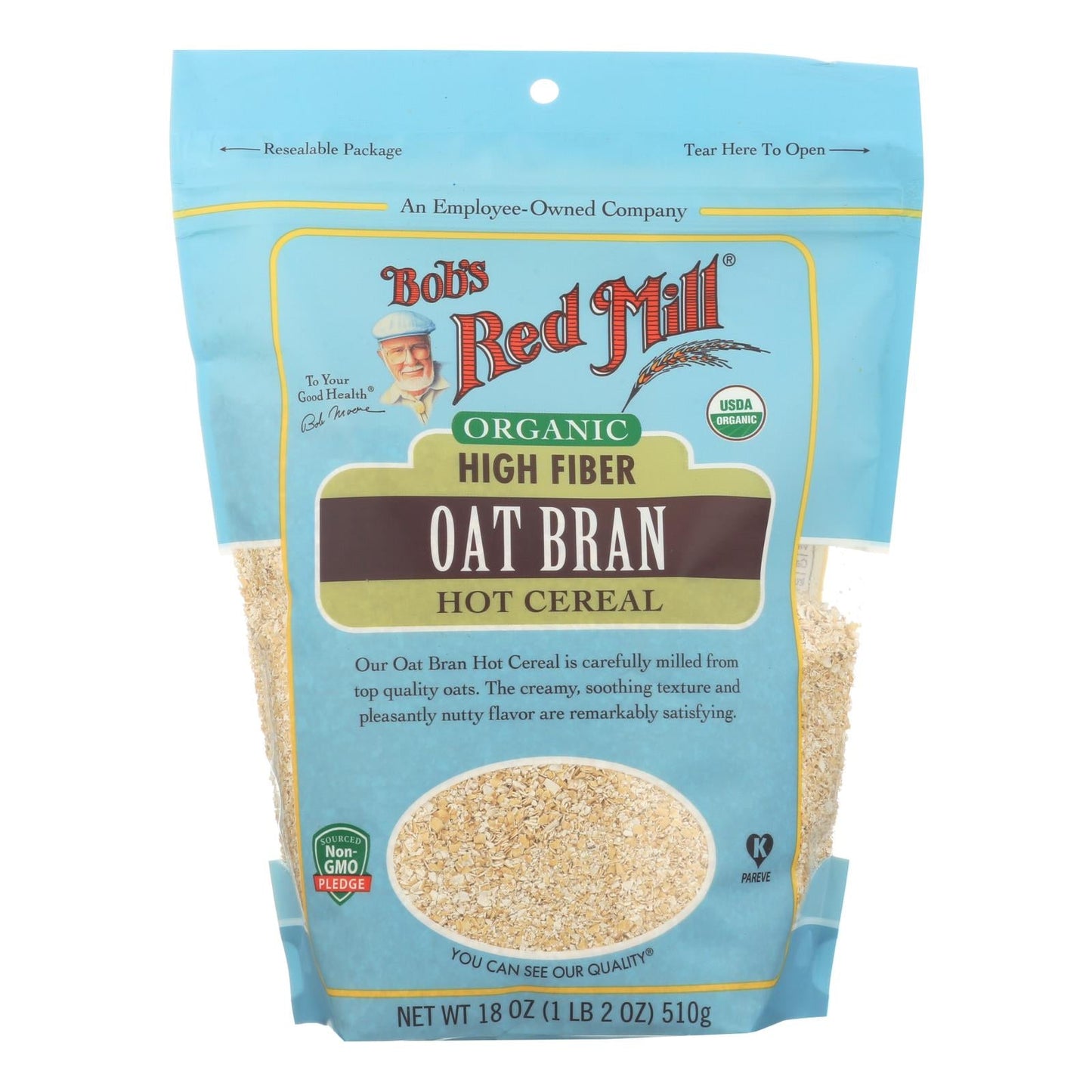 Bob's Red Mill Organic High Fiber Hot Cereal Oat Bran | 4 Pack | 18 Ounces | Rich in Soluble Fiber | Heart-Healthy Breakfast Option