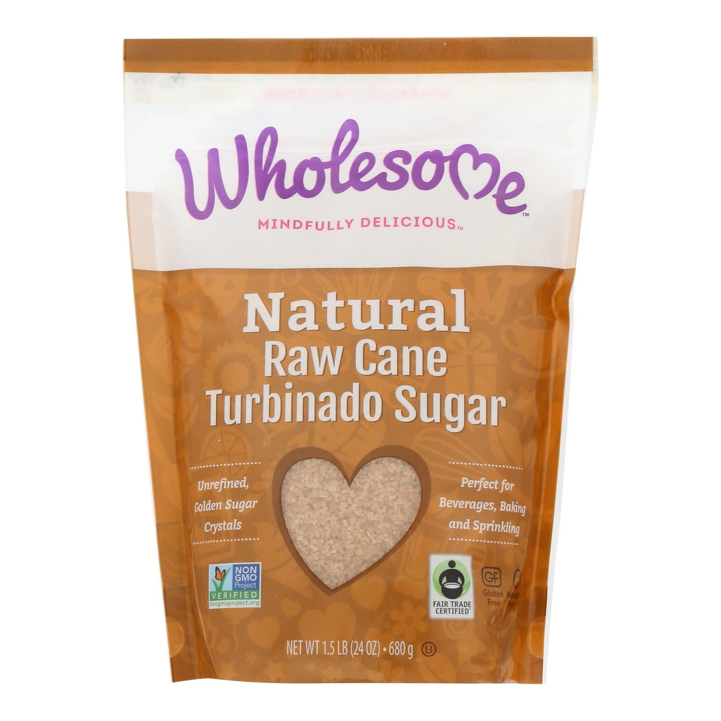 Wholesome Sweeteners Turbinado Raw Cane Sugar, Fair Trade (1.5 Lb, Pack of 12)