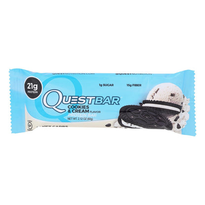 Quest Bar Cookies & Cream, 2.12 oz, Case of 12