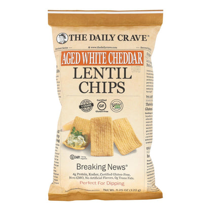 The Daily Crave Lentil Chips, Aged White Cheddar, 8-Pack (4.25 Oz. Bags)