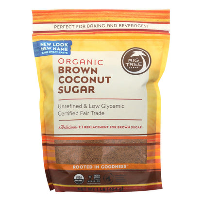Big Tree Farms Organic Brown Coconut Palm Sugar, 6 Pack, 16 Oz. Each