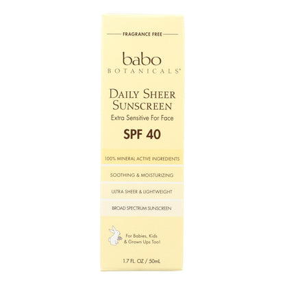 Babo Botanicals Daily Sheer Mineral Sunscreen SPF 40, 1.7 oz