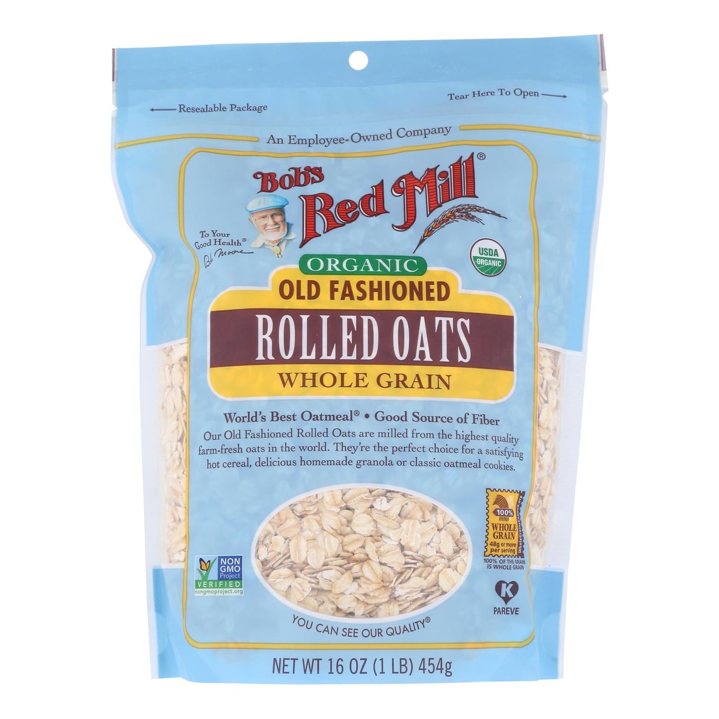 Bob's Red Mill Organic Rolled Oats, Premium Gluten-Free and Whole Grain (4 Pack, 16 Oz. Each)