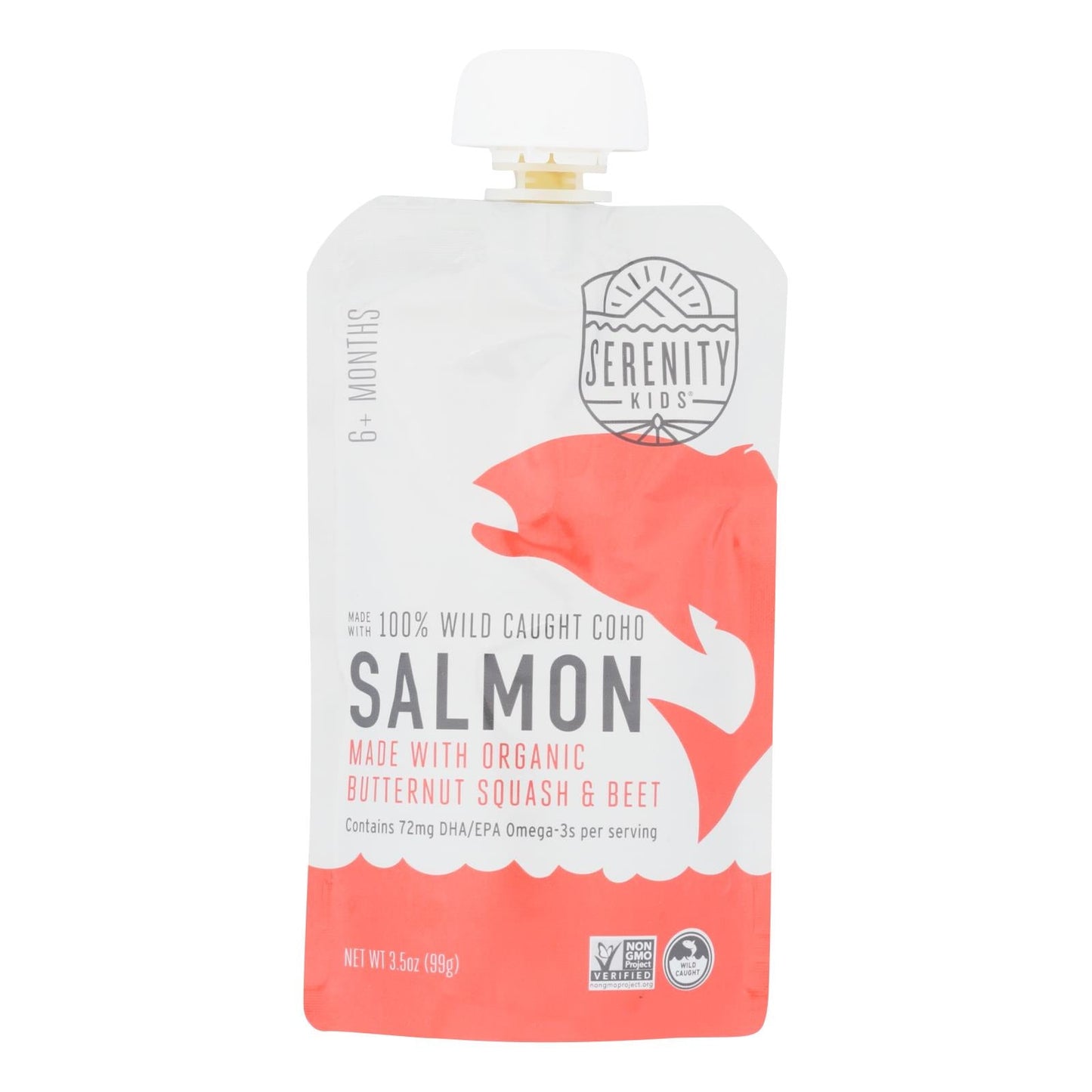 Serenity Kids Wild-Caught Salmon, Butternut Squash, and Beet Puree Pouch, 3.5 oz., Pack of 6