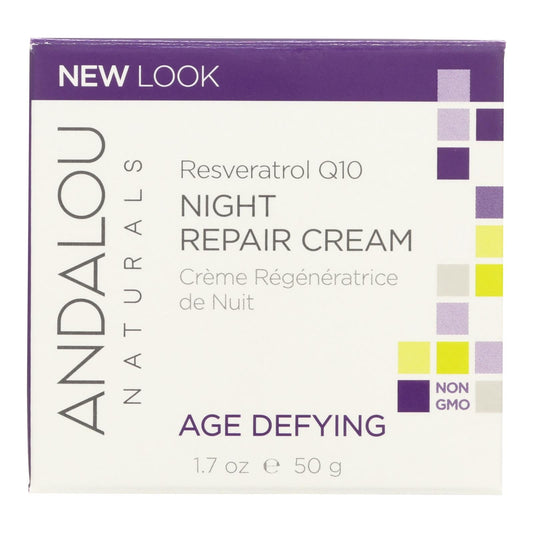 Andalou Naturals Resveratrol Q10 Overnight Age-Defying Night Repair Cream (1.7 Fl Oz)