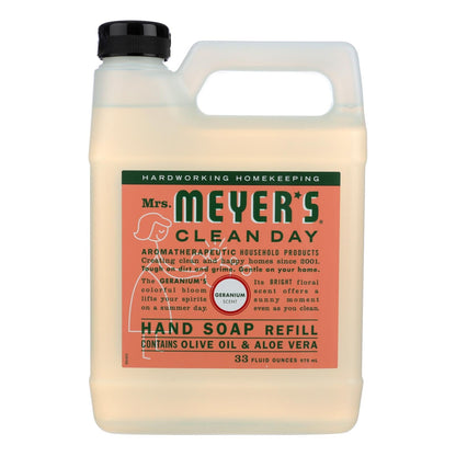 Mrs. Meyer's Clean Day Liquid Hand Soap Refill, Geranium, 33 Fl Oz (Pack of 6)