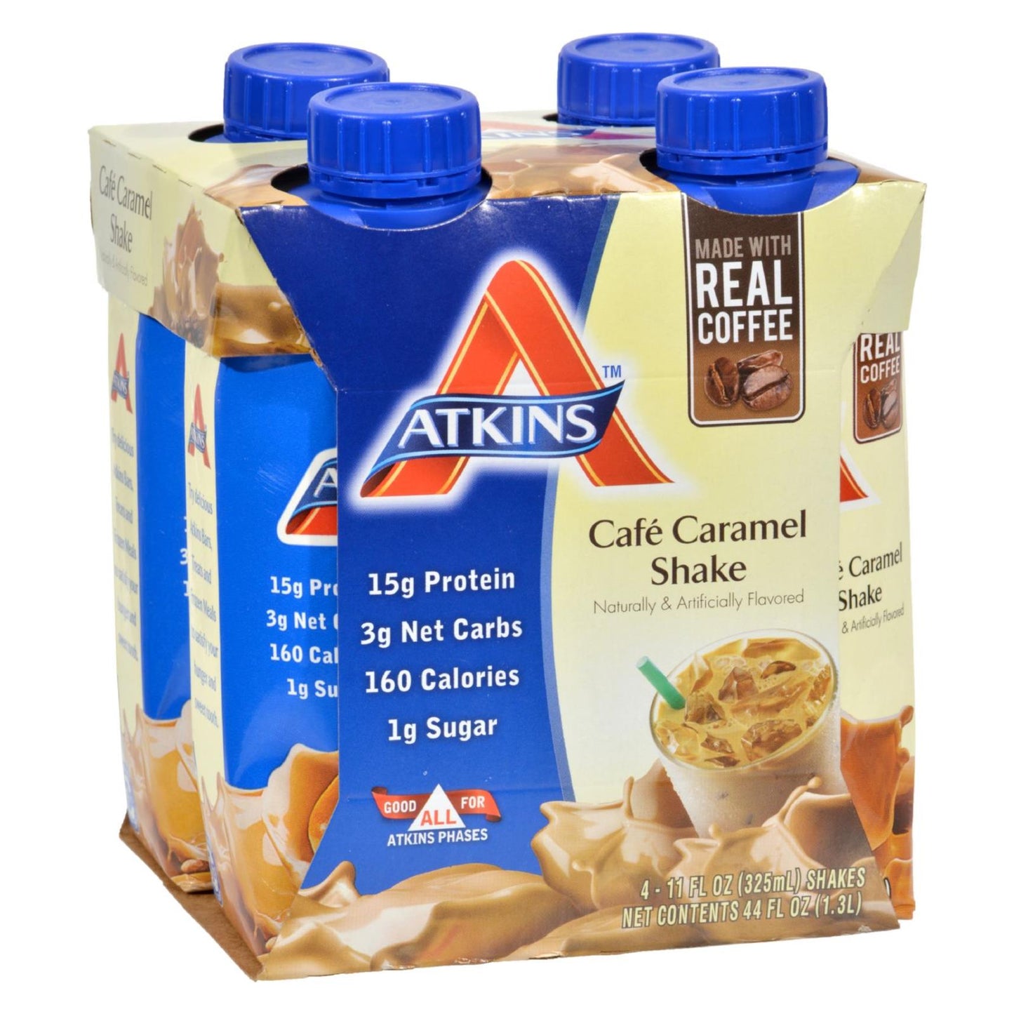 Atkins Caf√© Caramel Protein Shake (Pack of 4 - 11 Fl Oz)