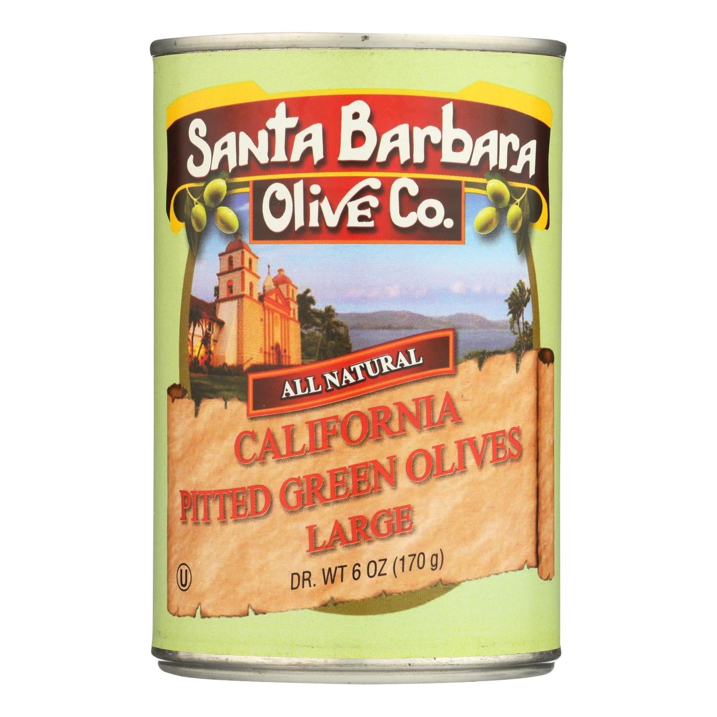 Santa Barbara California Pitted Green Olives (Pack of 12) - 5.75 Oz. each