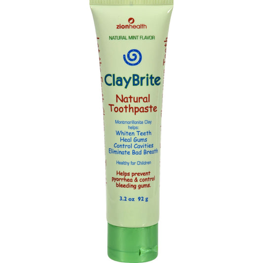 Zion Health Claybrite Natural Toothpaste - 3.2 Oz Pack, Natural Mint