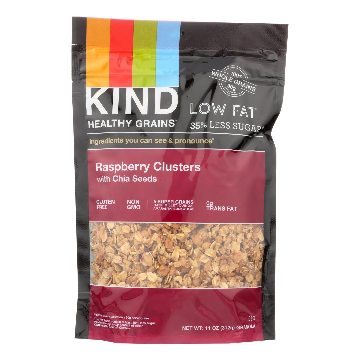 Kind Clusters Granola (Pack of 6) - Healthy Grains Raspberry with Chia Seeds, 11 Oz