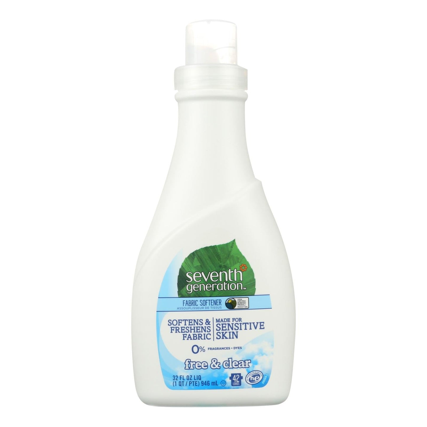 Seventh Generation Natural Liquid Fabric Softener, Free and Clear, Case of 6, 32 Fl Oz