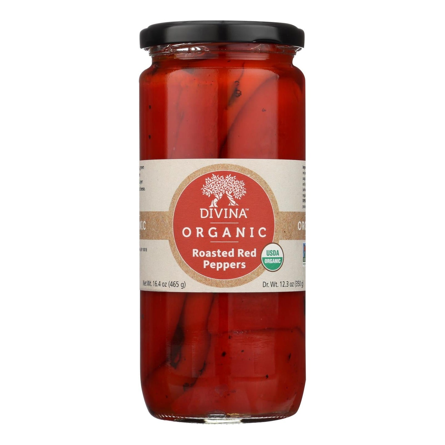 Divina Organic Fire-Roasted Sweet Peppers, 16.2 oz, Pack of 6