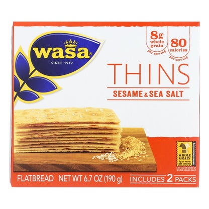 Wasa Sesame & Sea Salt Flatbread Thins, 6.7 Oz (Pack of 10)