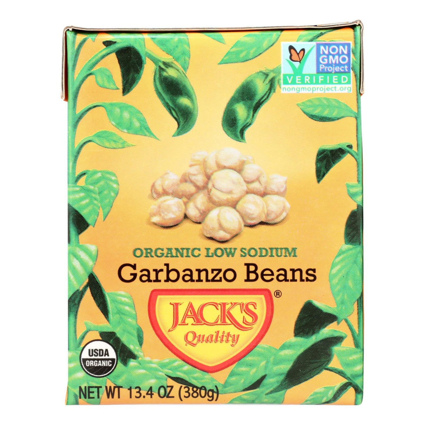 Jack's Quality Organic Garbanzo Beans - Low Sodium, Pack of 8, 13.4 Oz.