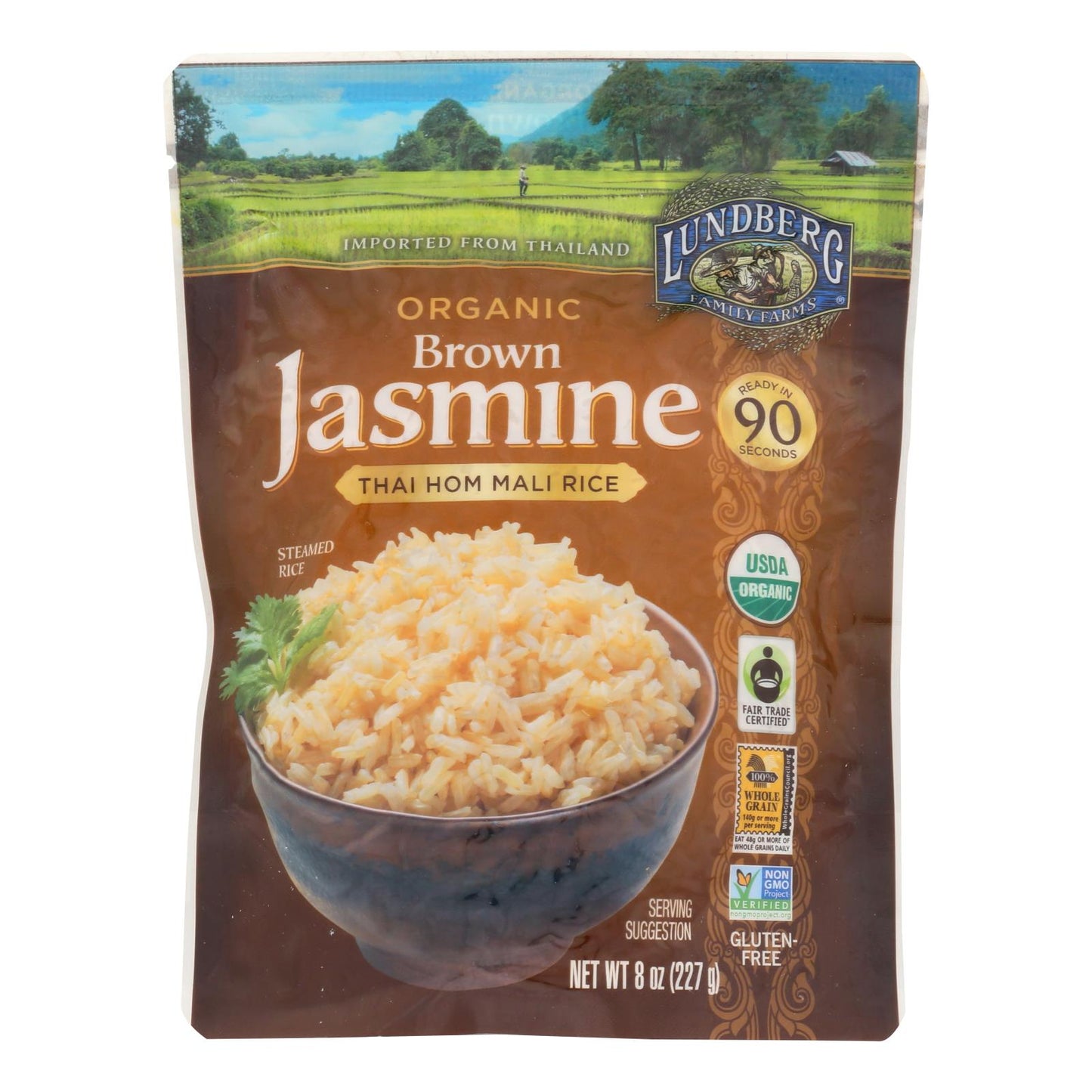 Lundberg Organic Thai Brown Jasmine Rice 6 Pack, 8 Oz. Each
