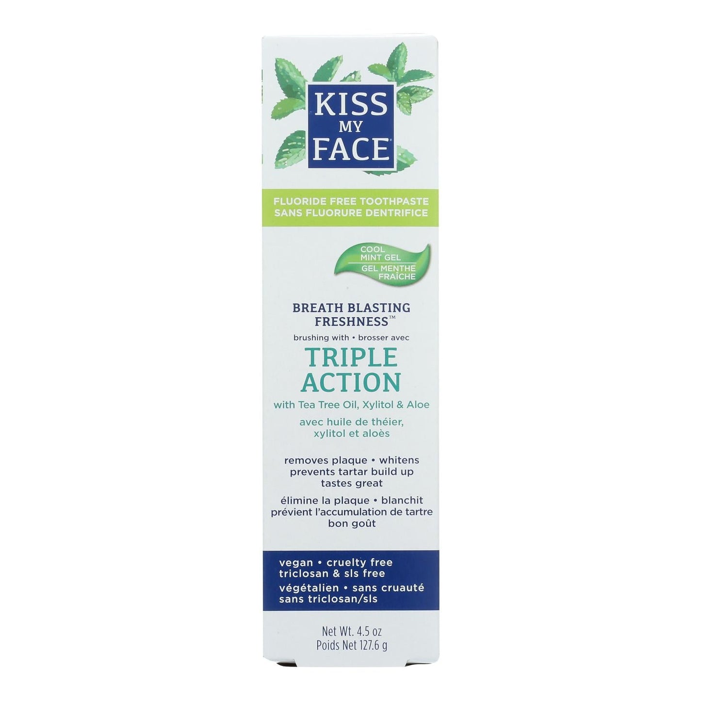 Kiss My Face Triple Action Fluoride-Free Toothpaste Gel (4.5 Oz.)