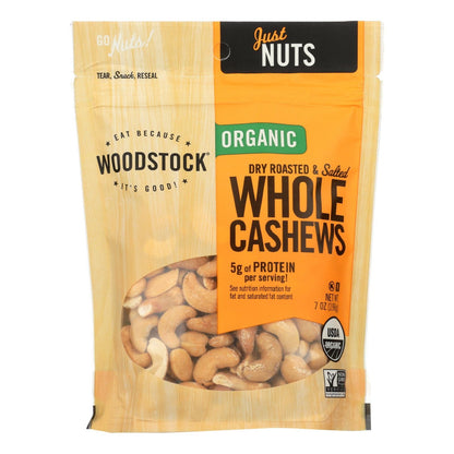 Woodstock Organic Whole Cashews, Dry Roasted & Salted, 7 oz