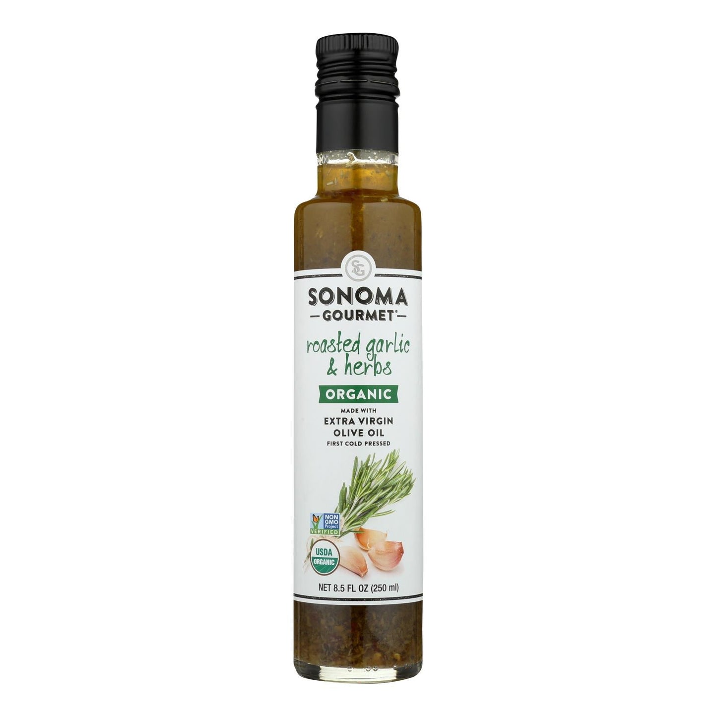 Sonoma Gourmet Organic Roasted Garlic & Herbs EVOO (Pack of 6 - 8.5 Fl Oz.)