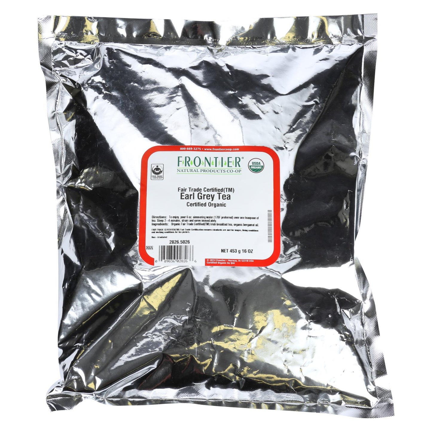 Frontier Herb Organic Fair Trade Certified Black Earl Grey Tea - 1 lb