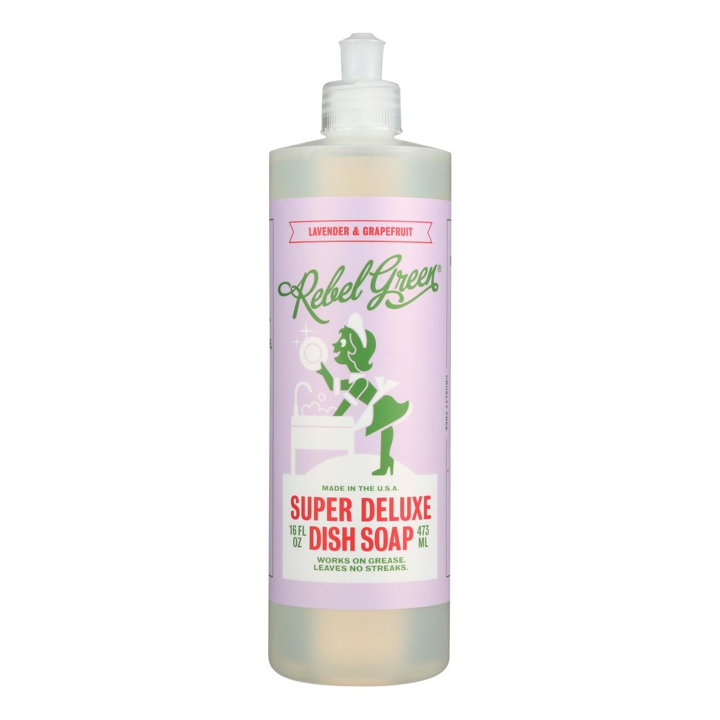 Rebel Green Dish Soap, Lavender & Grapefruit, 16 Fl Oz (Pack of 4)