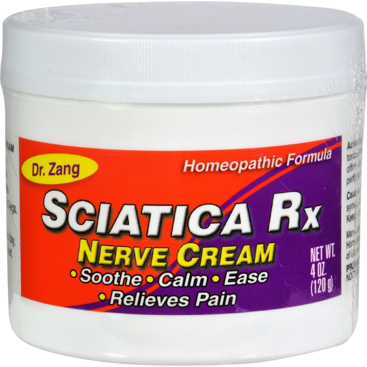 Dr. Zang Sciatica Rx Nerve Cream: Homeopathic Formula for Nerve Pain Relief (4 Oz.)