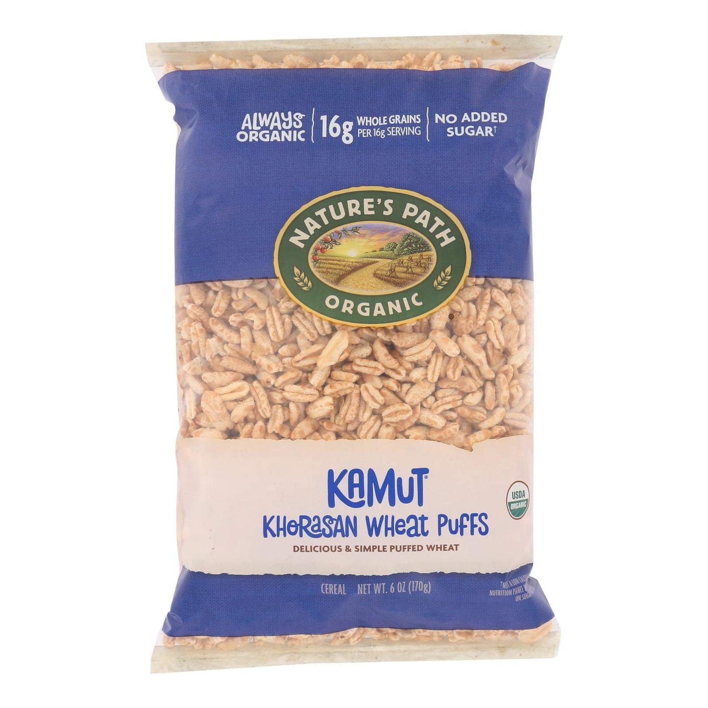Nature's Path Organic Kamut Puffs Cereal, 6 Oz., Case of 12 – Whole Grain, Vegan, Non-GMO, Kosher