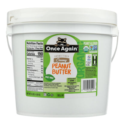 Once Again Organic Creamy Peanut Butter, No Salt, 9 lb. Bulk