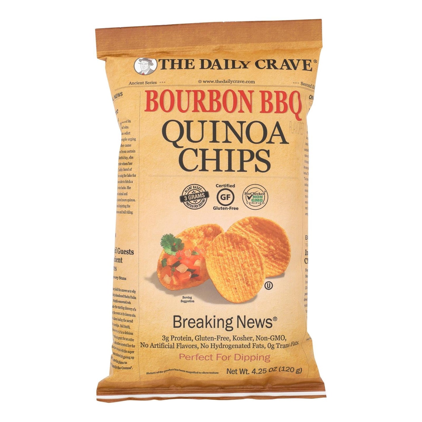 The Daily Crave Bourbon BBQ Quinoa Chips, 4.25 oz, Pack of 8