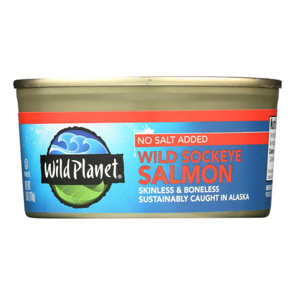 Wild Planet Wild Sockeye Salmon | No Salt Added | 6 oz Cans (Pack of 12)