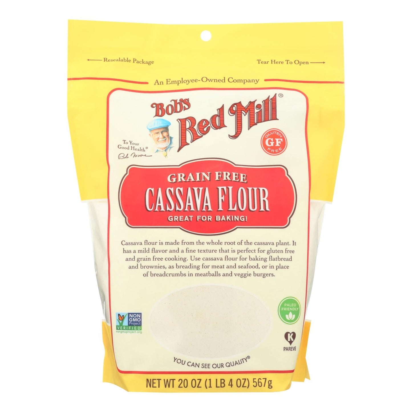 Bob's Red Mill Grain Free Cassava Flour (Pack of 4) - 20 Oz.