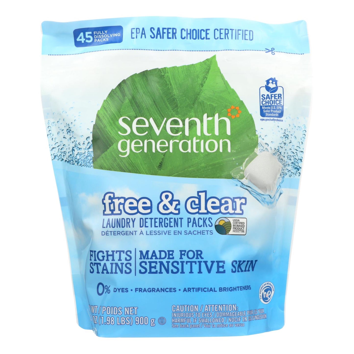 Seventh Generation Laundry Detergent, 45 Loads (Pack of 8)