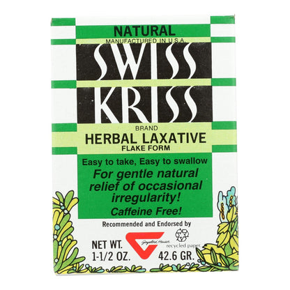 Swiss Kriss Herbal Laxative Flakes, Natural Senna Leaf Formula for Gentle Overnight Relief, 1.5 Oz