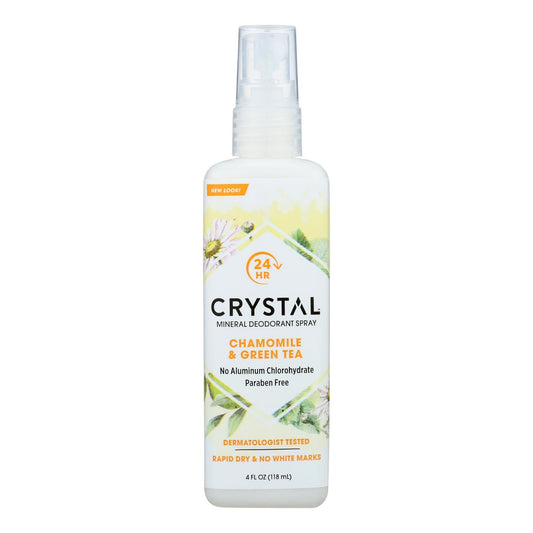 Crystal Essence Mineral Deodorant Body Spray, Chamomile & Green Tea - 4 Fl Oz
