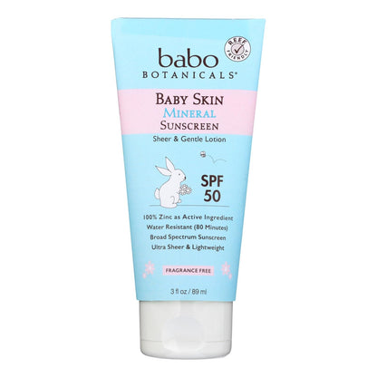 Mineral Sunscreen SPF 50 for Babies by Babo Botanicals, 3 Oz. Pack