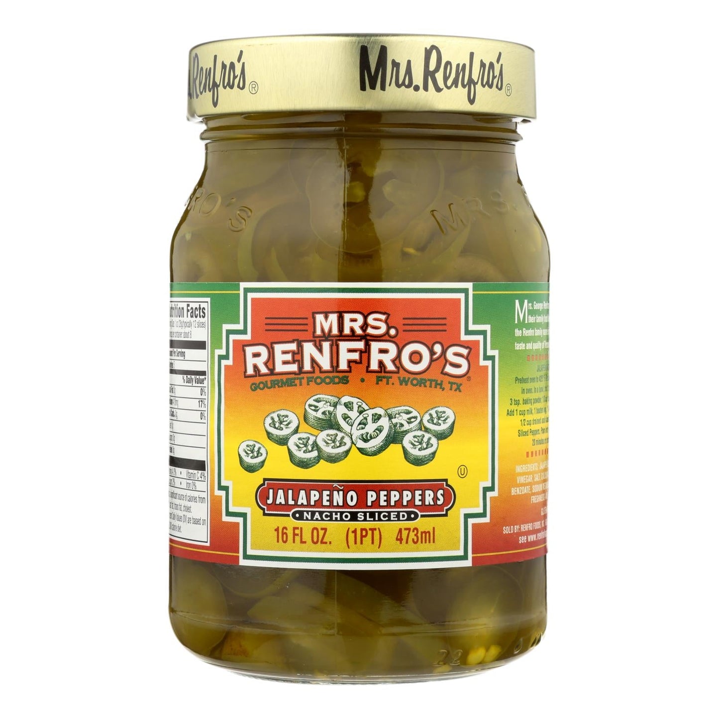 Mrs. Renfro's Nacho Sliced Jalapeno Peppers (Pack of 6 - 16 Oz.)
