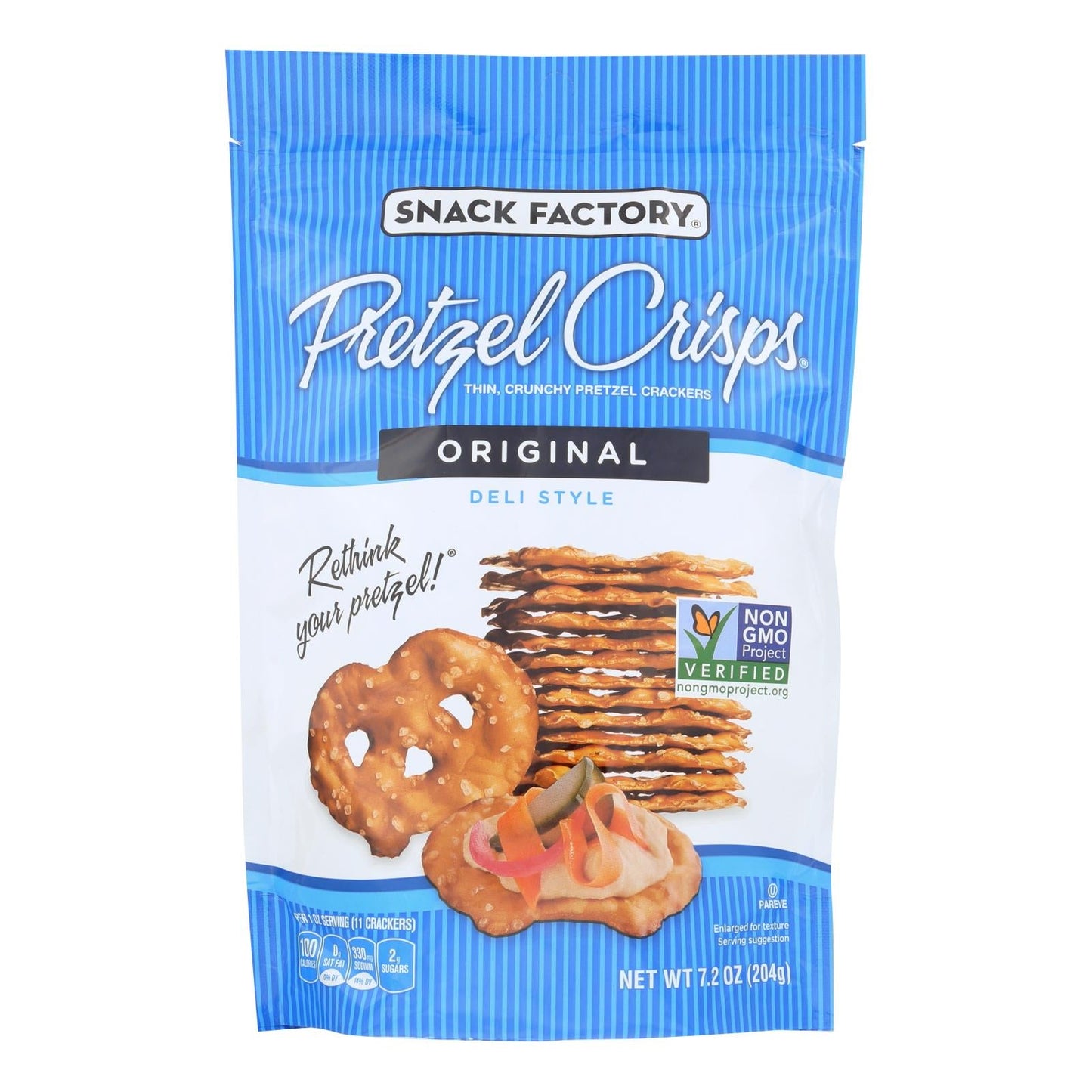Snack Factory Pretzel Crisps, Original, 7.2 oz, Case of 12