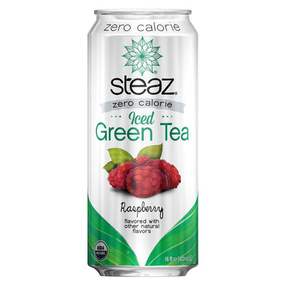Steaz Zero Calorie Green Tea Raspberry Case of 12 16 fl oz